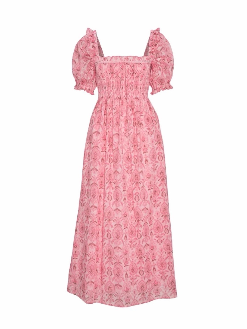 NWT HILL HOUSE SCARLETT MIDI NAP DRESS IN PINK PALM IKAT Size XS